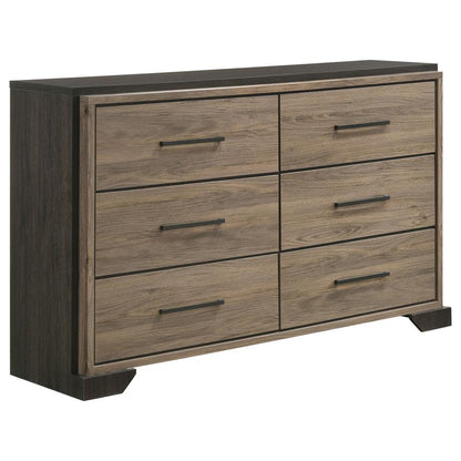 Baker 6-Drawer Dresser – Brown & Light Taupe Finish for Timeless Elegance and Spacious Bedroom Storage