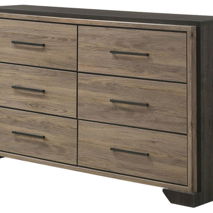 Baker 6-Drawer Dresser – Brown & Light Taupe Finish for Timeless Elegance and Spacious Bedroom Storage