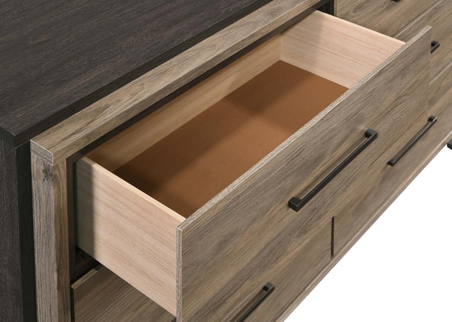 Baker 6-drawer Dresser Brown and Light Taupe