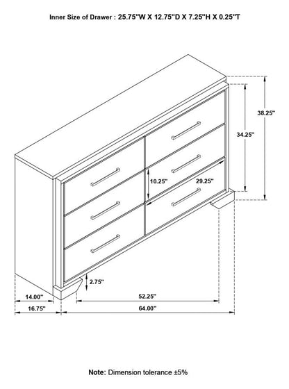 Baker 6-Drawer Dresser – Brown & Light Taupe Finish for Timeless Elegance and Spacious Bedroom Storage