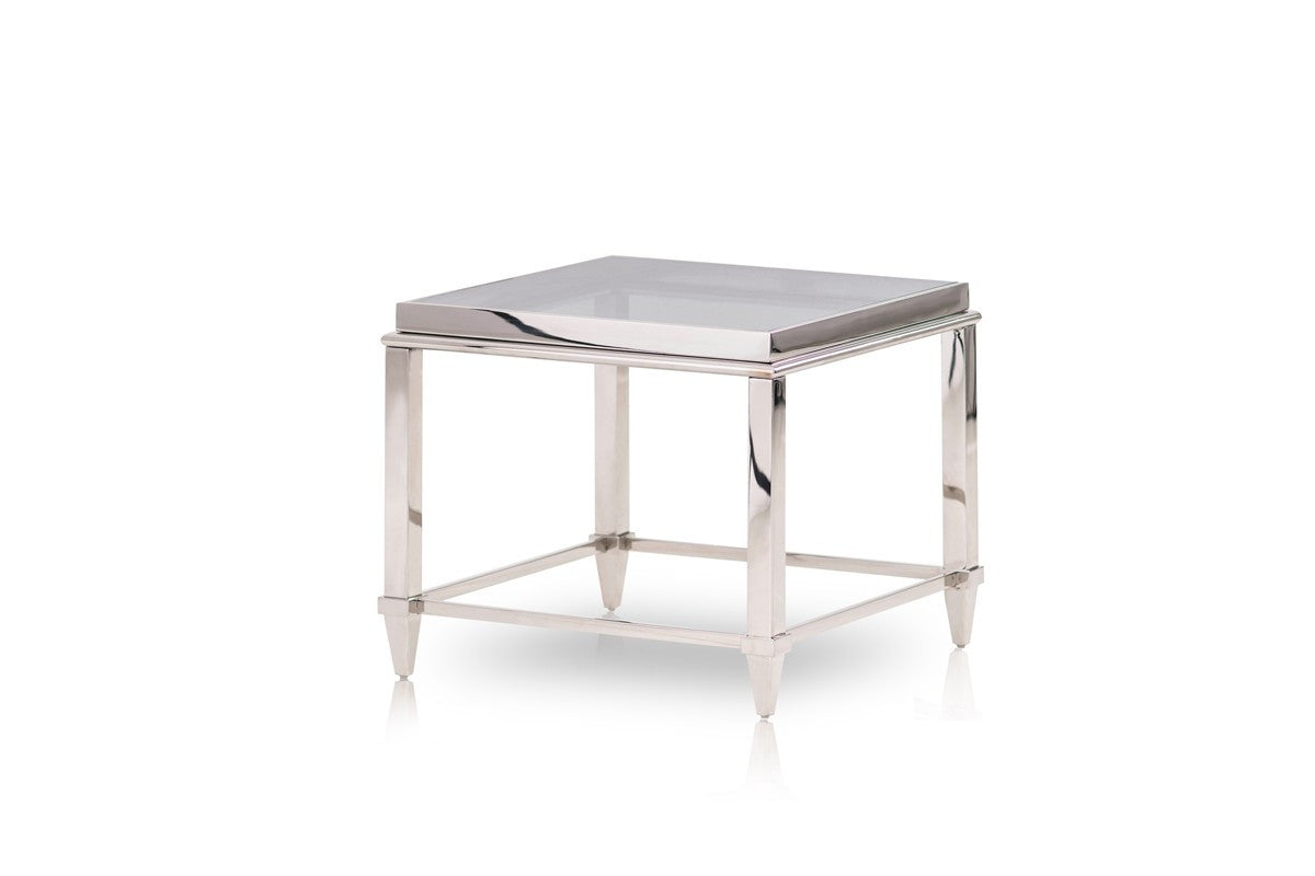 Modrest Agar Modern Glass & Stainless Steel End Table