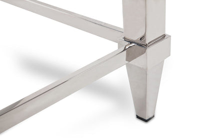 Modrest Agar Modern Glass & Stainless Steel Coffee Table – Sleek Contemporary Living Room Table