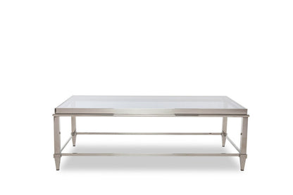 Modrest Agar Modern Glass & Stainless Steel Coffee Table – Sleek Contemporary Living Room Table