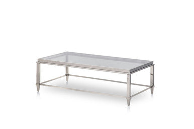 Modrest Agar Modern Glass & Stainless Steel Coffee Table – Sleek Contemporary Living Room Table