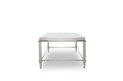 Modrest Agar Modern Glass & Stainless Steel Coffee Table – Sleek Contemporary Living Room Table