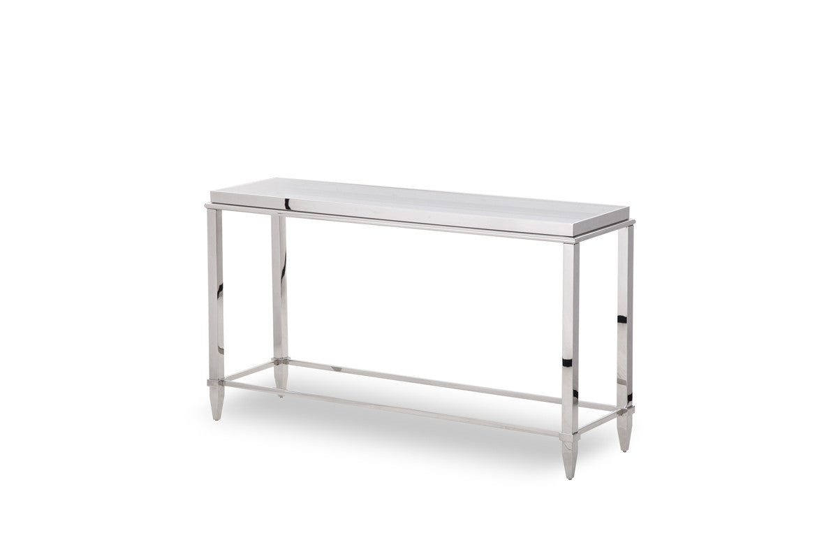 Modrest Agar Modern Glass & Stainless Steel Console Table