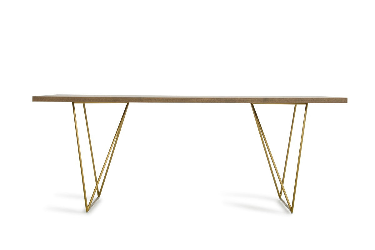 Modrest Marcia Modern Tobacco & Antique Brass Dining Table