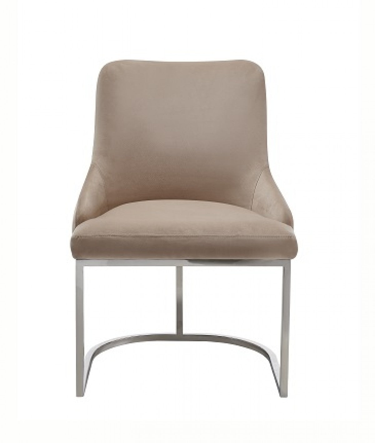 Modrest Daria - Modern Beige Velvet and Stainless Steel Dining Chair Set of 2