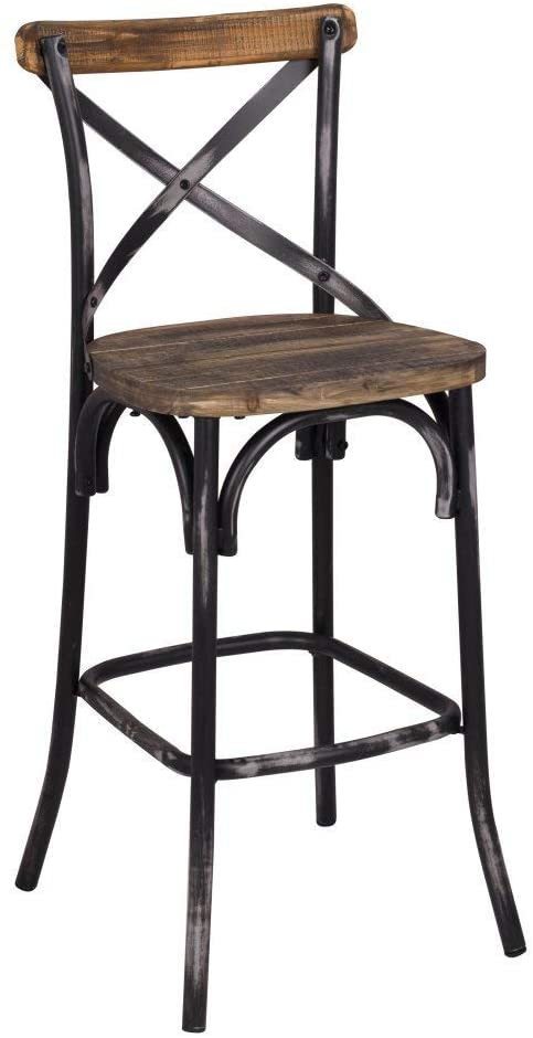 ACME Zaire Bar Chair (1Pc) in Antique Black & Antique Oak