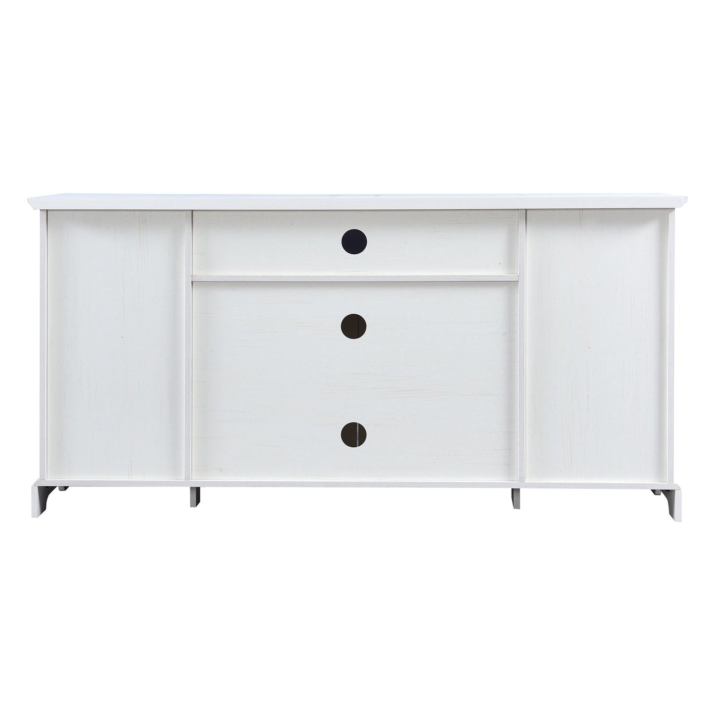Ravenna White TV Stand for TV up to 65 in Open Style Cabinet Sideboard
