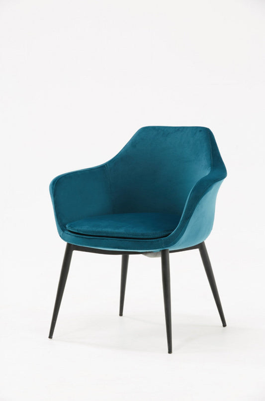 Modrest Wilson Modern Teal Velvet & Black Dining Chair