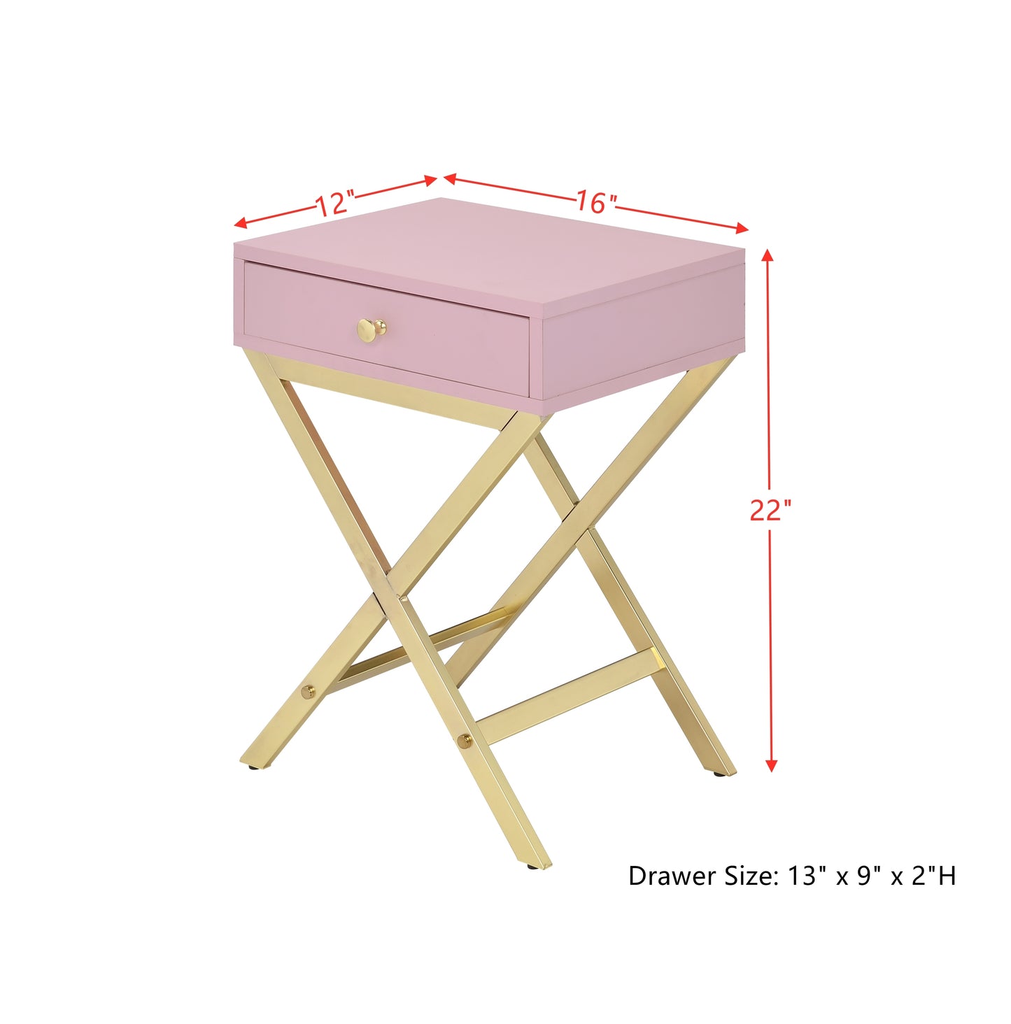 ACME Coleen Side Table, Pink & Gold