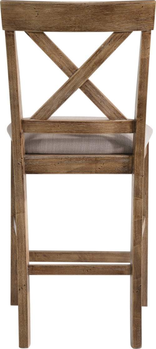 ACME Martha II Counter Height Chair (Set-2) in Tan Linen & Weathered Oak
