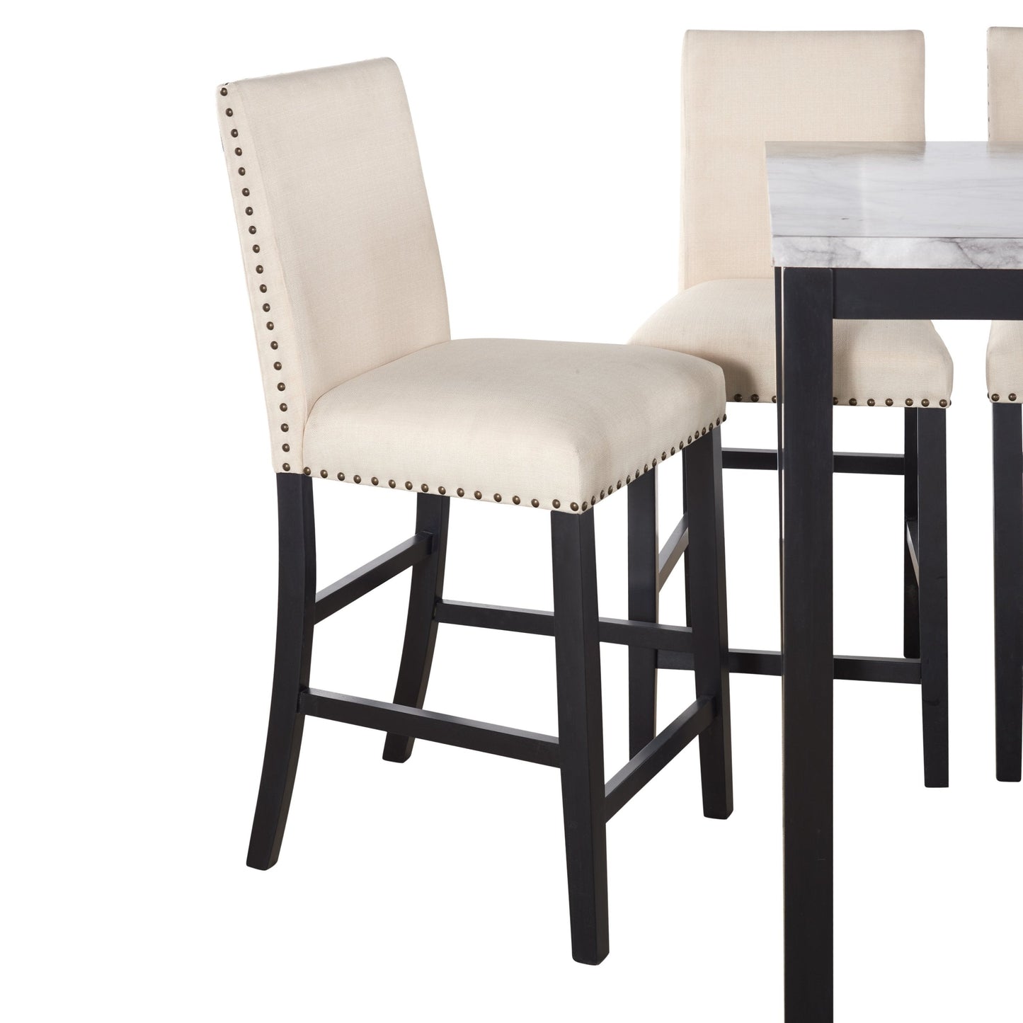 Genoa Beige 5 Piece Counter Height Faux Marble Modern Dining Set