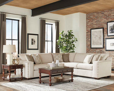 Aria Sectional With Nailheads Oatmeal