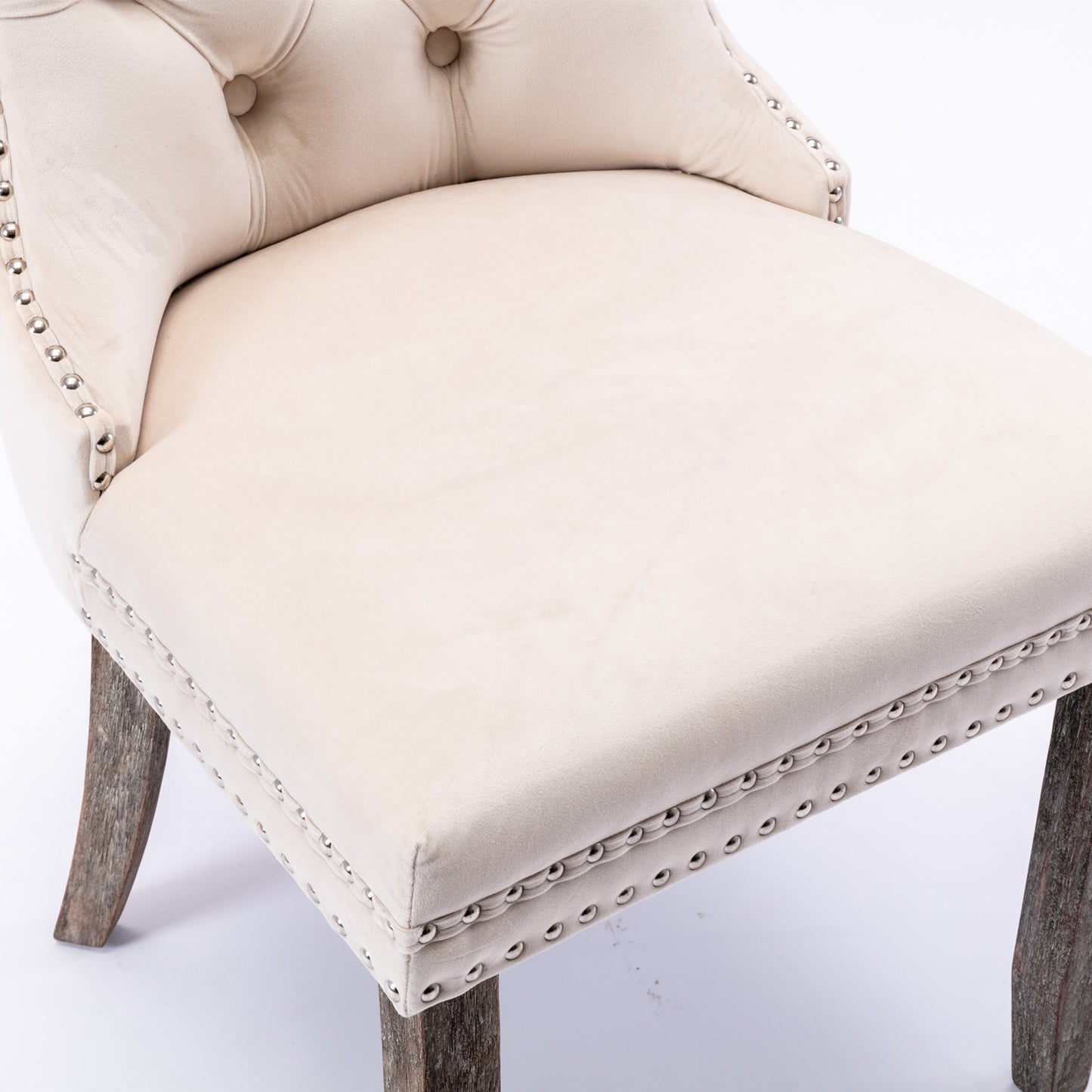 ACME Nikki Modern Beige High-end Tufted Solid Wood Contemporary Velvet Upholstered Dining Chair 2 Pcs Set