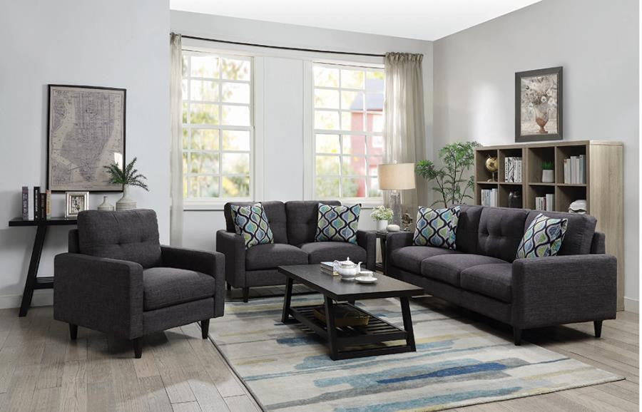 Watsonville 3-Piece Tufted Back Living Room Set Grey