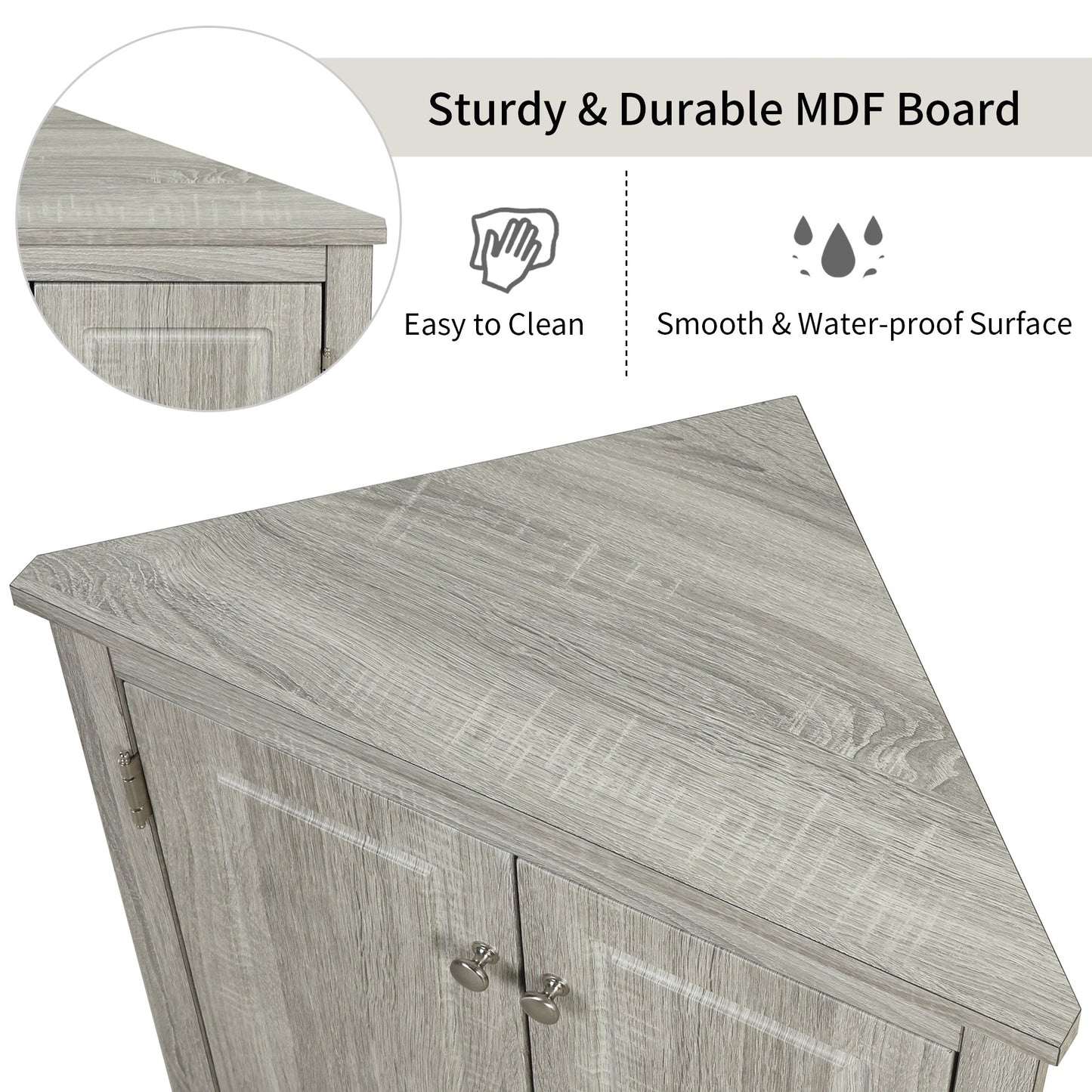 Syrause Oak Triangle Bathroom Storage Cabinet Freestanding Floor Cabinet