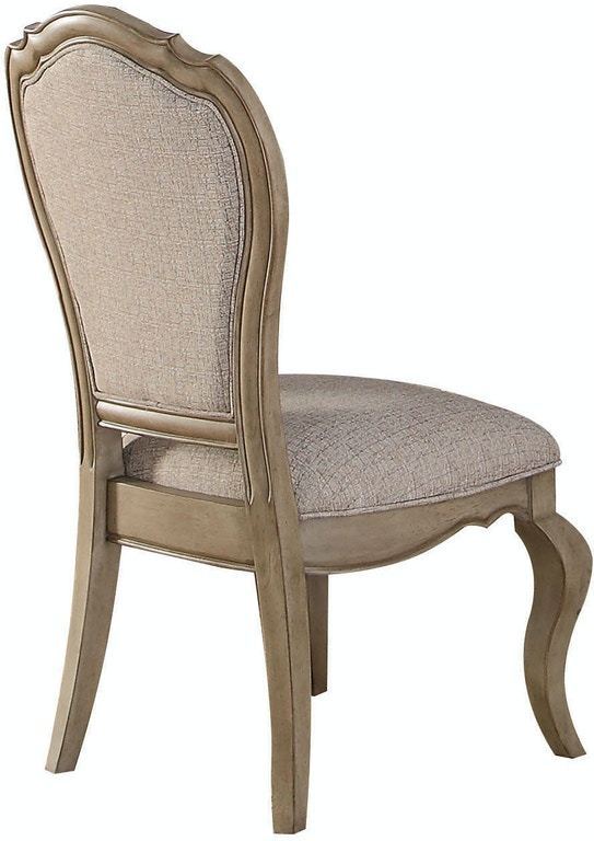 ACME Beige Fabric & Antique Taupe Chelmsford Side Chair (Set-2)