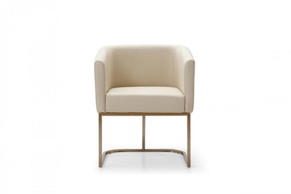 Modrest Yukon Modern Beige Bonded and Antique Brass Dining Chair