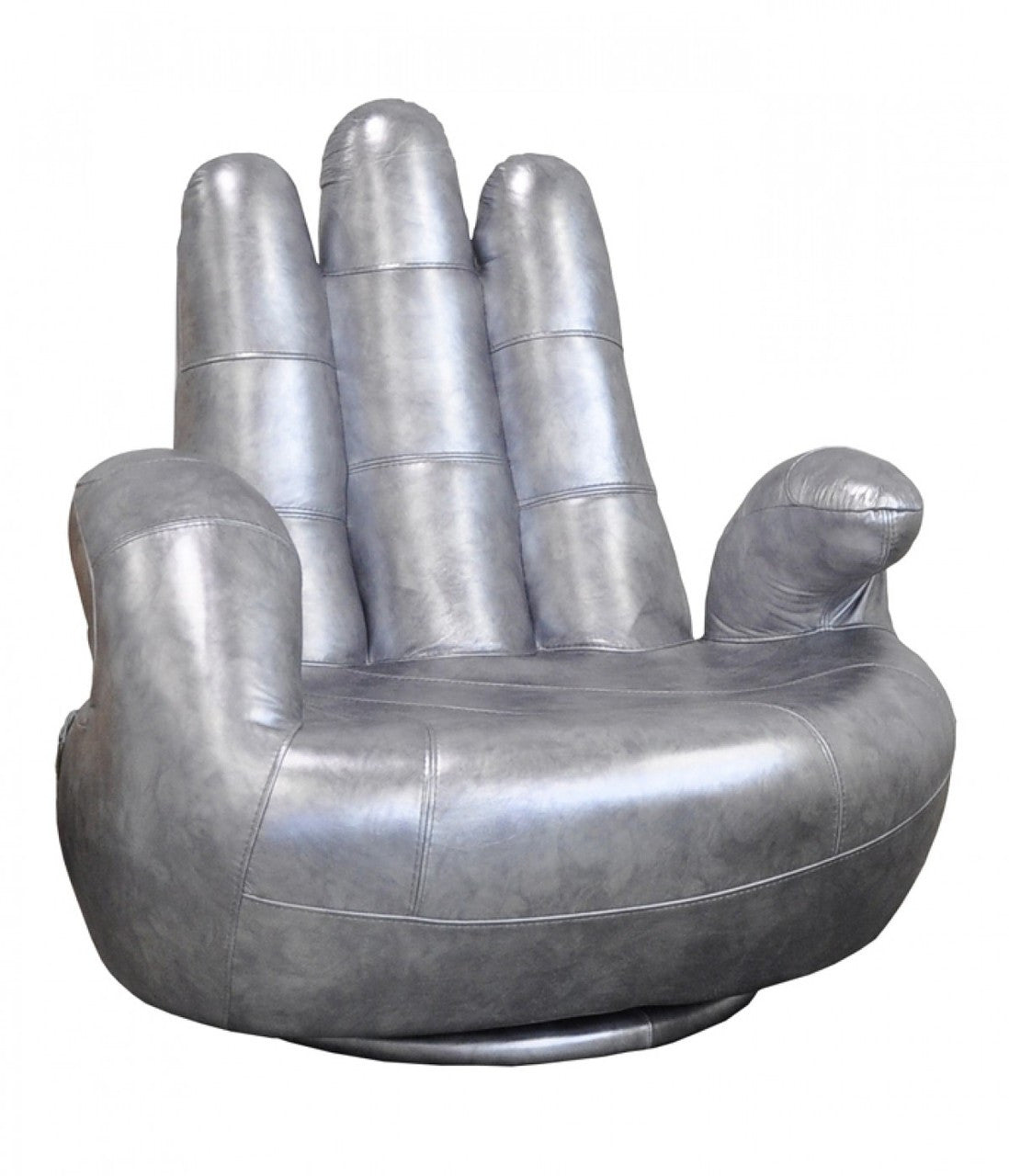Estro Salotti Sosia Italian Modern Silver Leather Hand Accent Chair