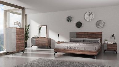 Nova Domus Palermo - Faux Concrete & Noce Bodrum Bedroom Set