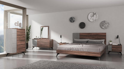 Nova Domus Palermo - Faux Concrete & Noce Bodrum Bedroom Set