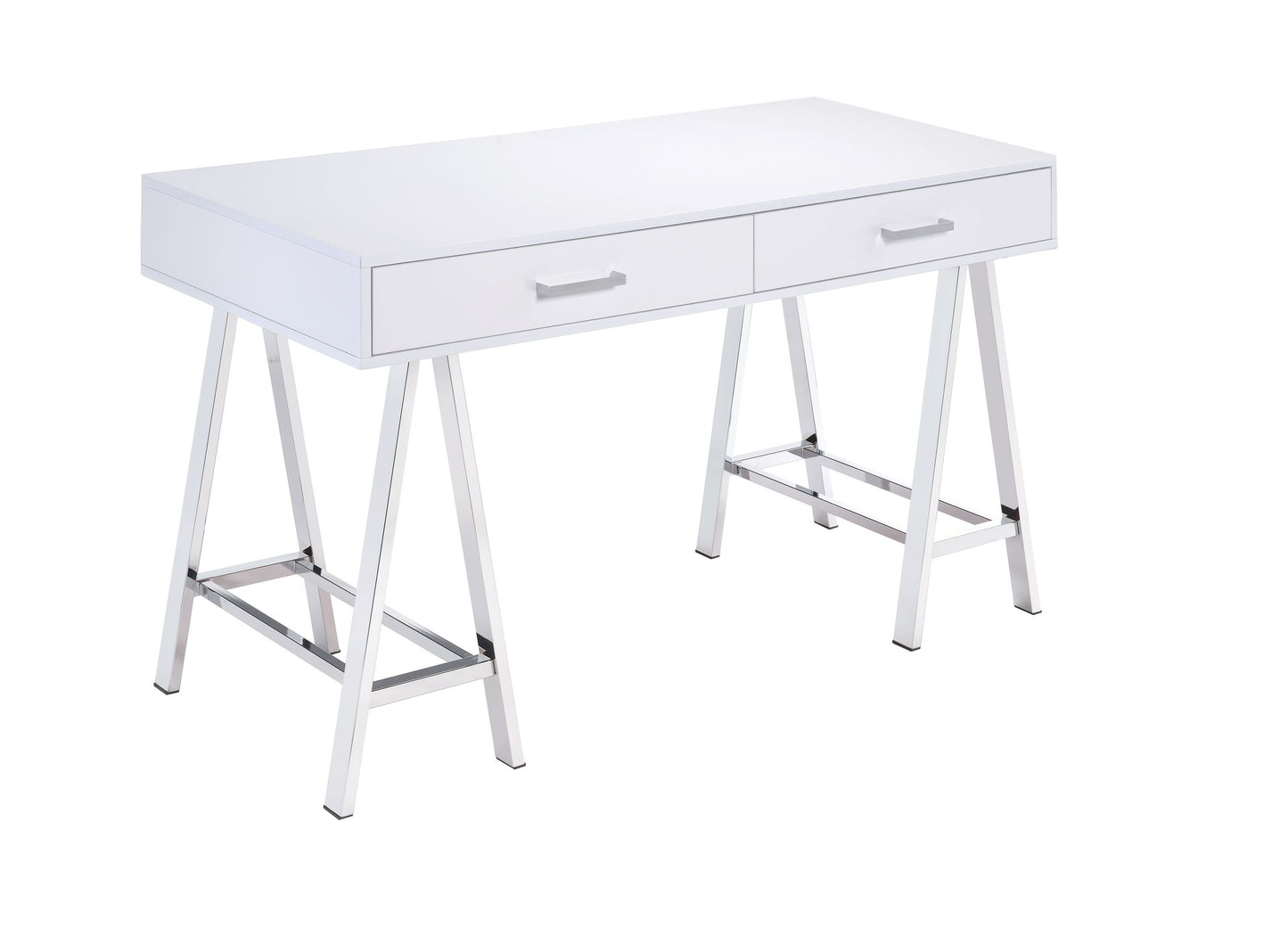 ACME Coleen Desk in White High Gloss & Chrome
