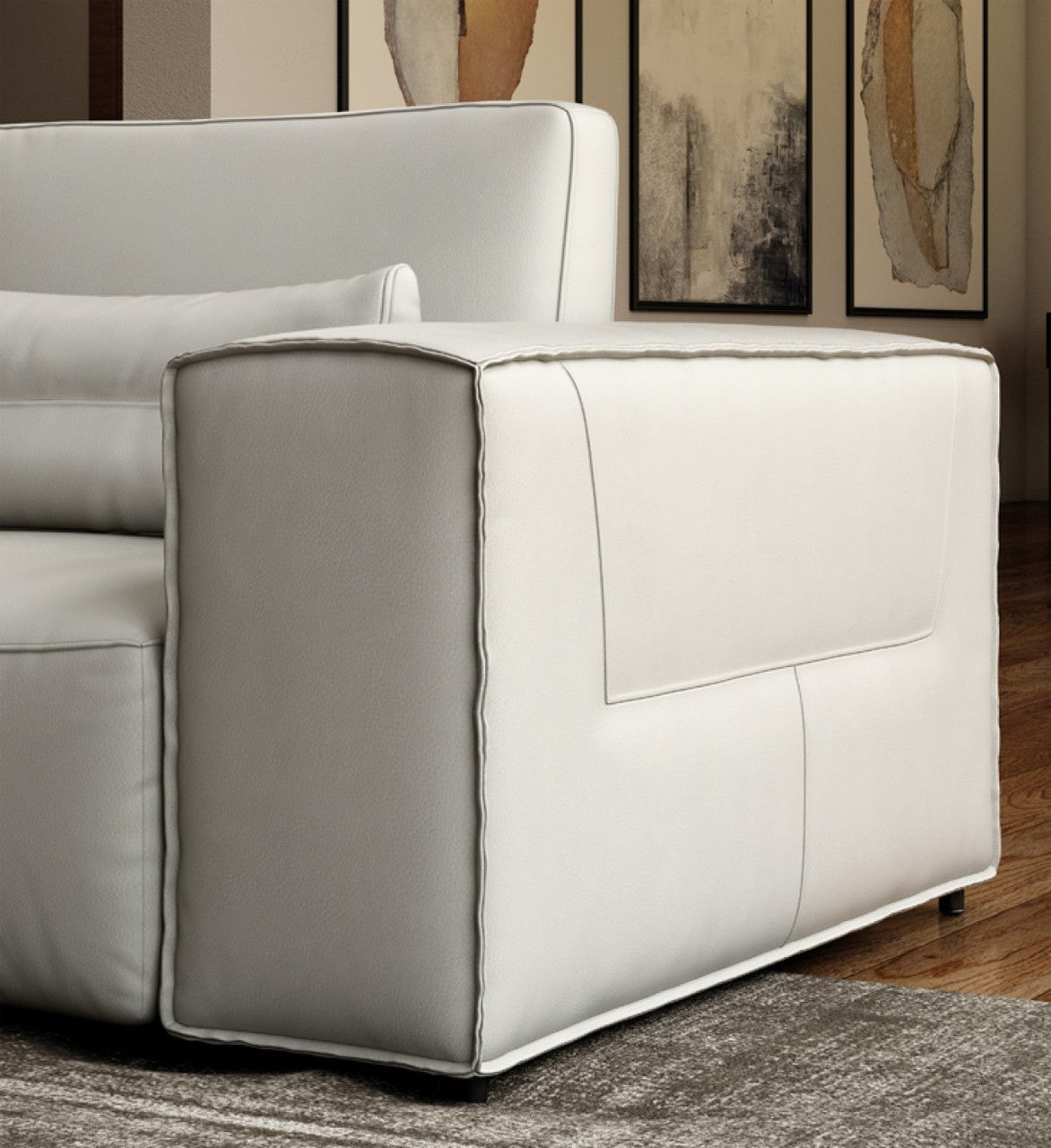 Accenti Italia Enjoy Italian Modern Light Grey Leather Sectional Sofa