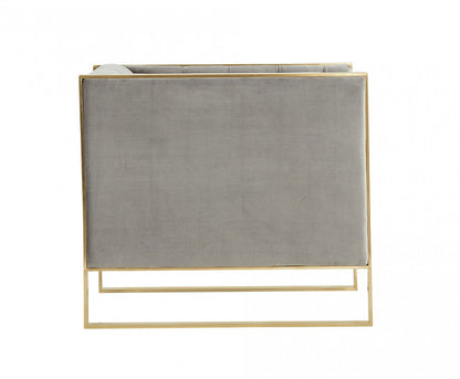 Divani Casa Carlos Modern Grey Velvet & Gold Accent Chair