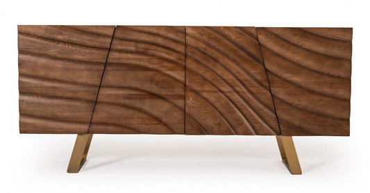 Modrest Finley Modern Walnut & Gold Buffet