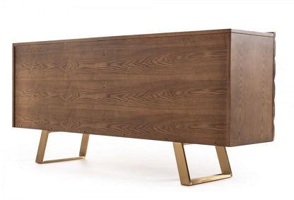 Modrest Finley Modern Walnut & Gold Buffet