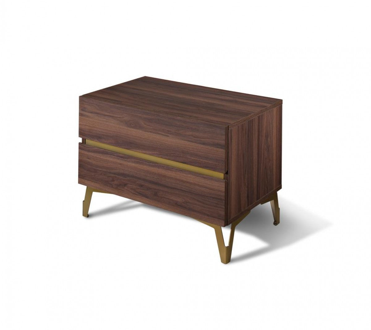 Nova Domus Calabria Modern Walnut & Green Velvet Bed & Nightstands