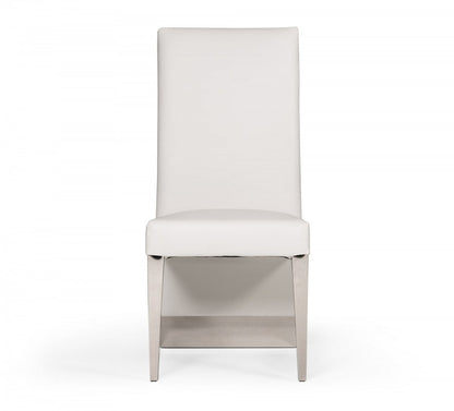 Modrest Kilson Modern White Leatherette & Stainless Steel Dining Chair (Set of 2) (Set of 2)