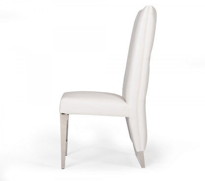 Modrest Kilson Modern White Leatherette & Stainless Steel Dining Chair (Set of 2) (Set of 2)