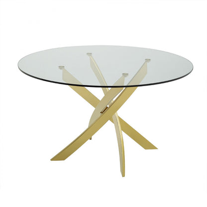 Modrest Pyrite - Modern Round Glass Dining Table