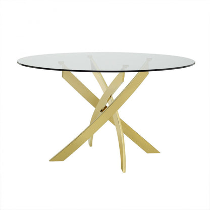 Modrest Pyrite - Modern Round Glass Dining Table