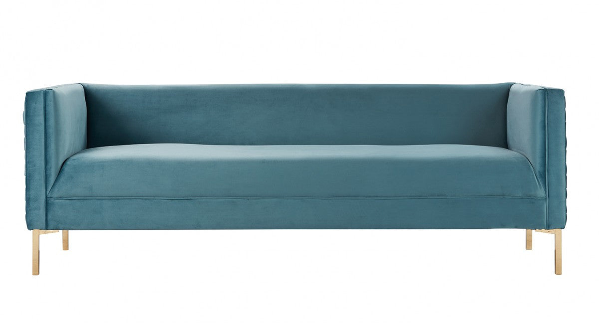 Divani Casa Putnam Modern Blue Velvet Sofa