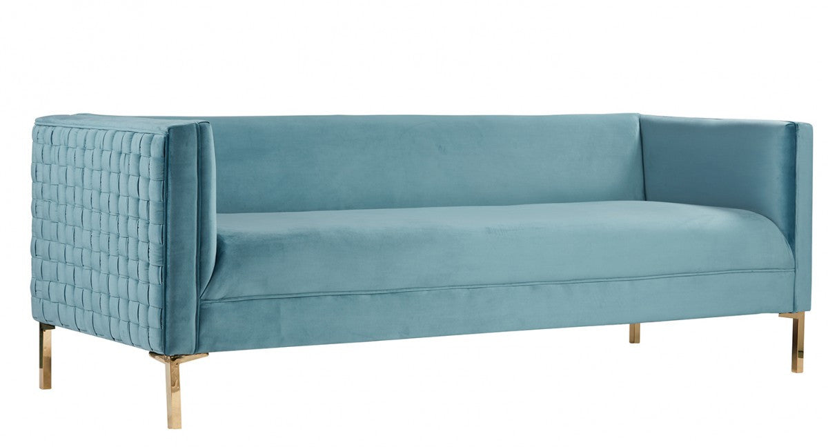 Divani Casa Putnam Modern Blue Velvet Sofa
