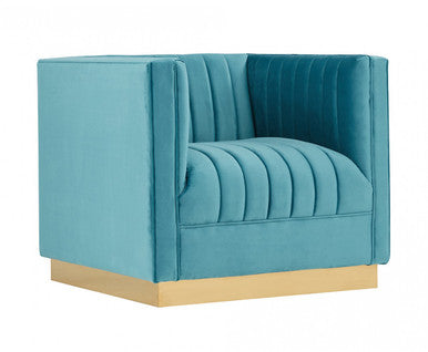 Divani Casa Onieda Modern Blue Velvet Lounge Chair