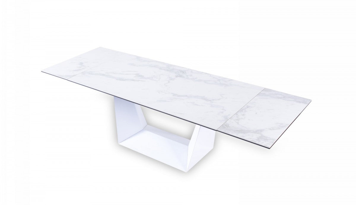 Modrest Baldwin - Modern White Ceramic Extendable Dining Table