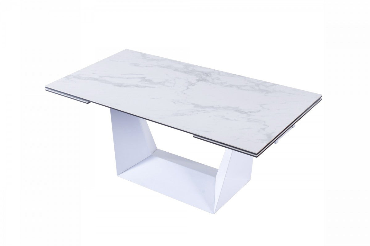 Modrest Baldwin - Modern White Ceramic Extendable Dining Table