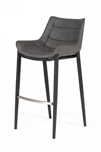 Modrest Robert Modern Grey Eco-Leather Bar Stool (Set of 2)