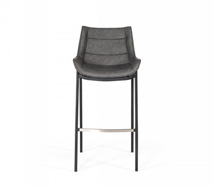 Modrest Robert Modern Grey Eco-Leather Bar Stool (Set of 2)