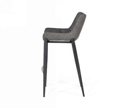 Modrest Robert Modern Grey Eco-Leather Bar Stool (Set of 2)