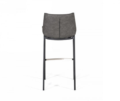 Modrest Robert Modern Grey Eco-Leather Bar Stool (Set of 2)