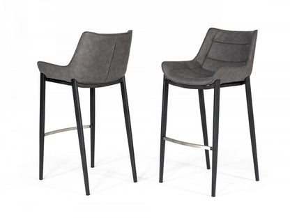 Modrest Robert Modern Grey Eco-Leather Bar Stool (Set of 2)
