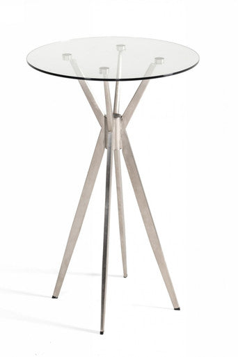 Modrest Kaitlyn Modern Stainless Steel & Glass Bar Table
