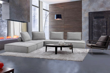 Divani Casa Nolden - Modern Grey Fabric Sectional Sofa