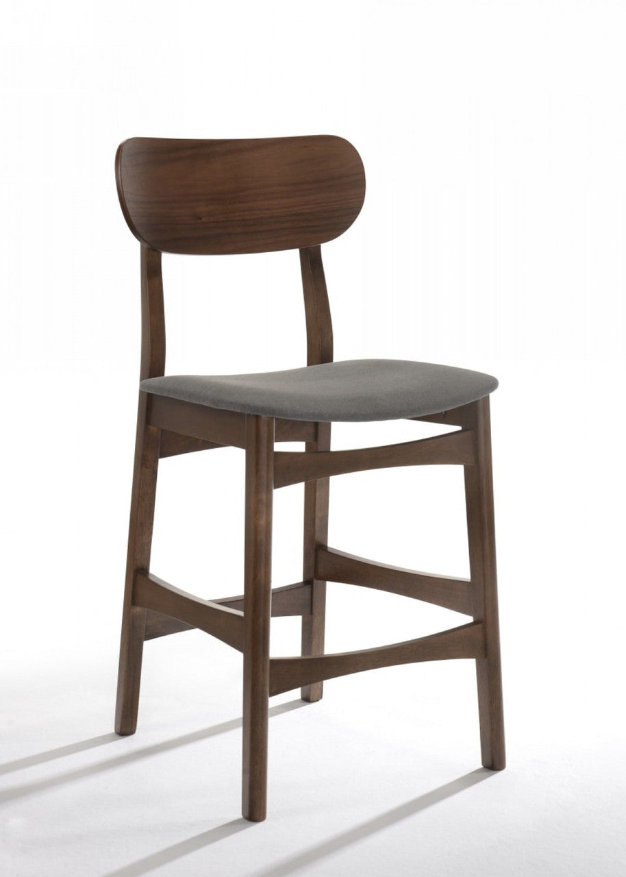 Modrest Lynn Modern Grey & Walnut Bar Chair (Set of 2)